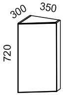 Шкаф навесной конечный 30гр (Ясень шимо тем+ясень шимо св)